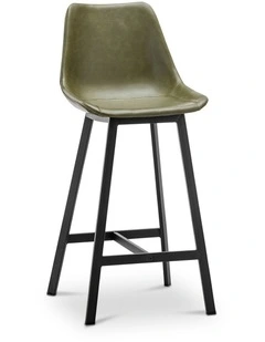 Hanns Premium Vegan Leather High Back Barstool 67cm Set Of 2 In Vintage Green