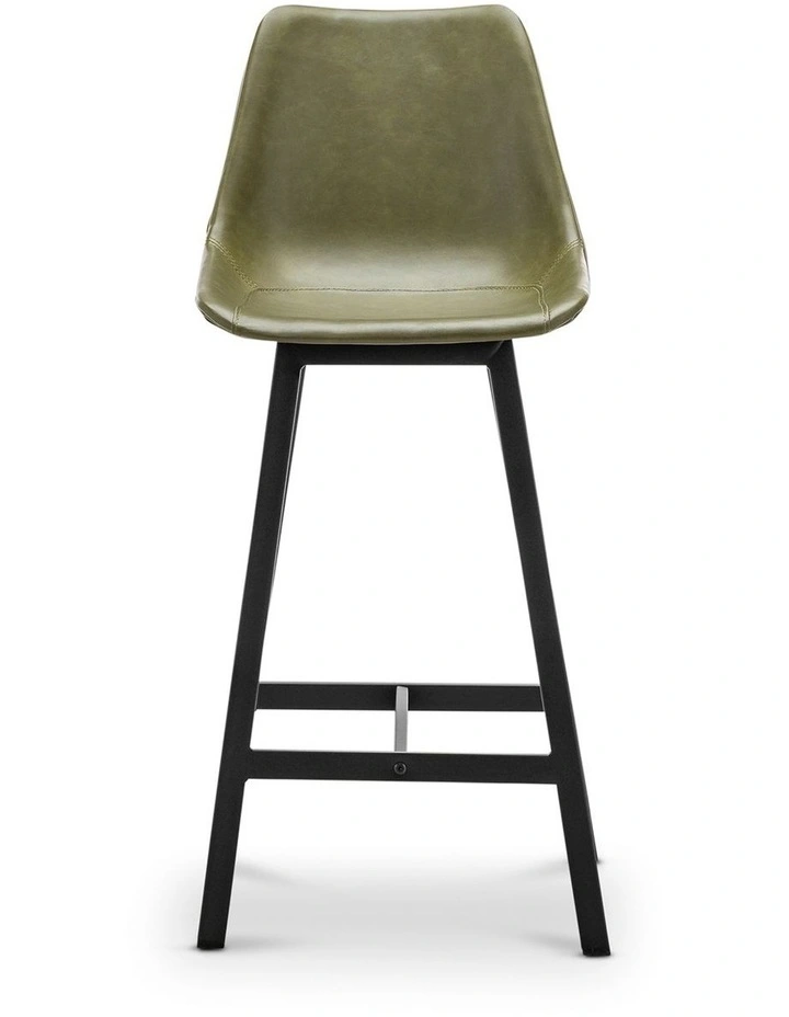 Hanns Premium Vegan Leather High Back Barstool 67cm Set Of 2 In Vintage Green image 2