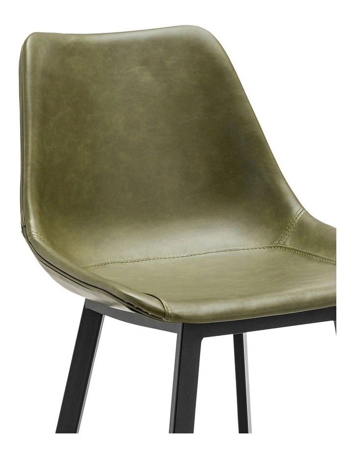 Hanns Premium Vegan Leather High Back Barstool 67cm Set Of 2 In Vintage Green image 5