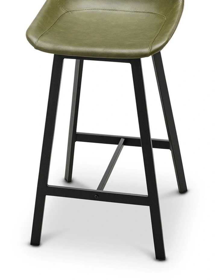 Hanns Premium Vegan Leather High Back Barstool 67cm Set Of 2 In Vintage Green image 6