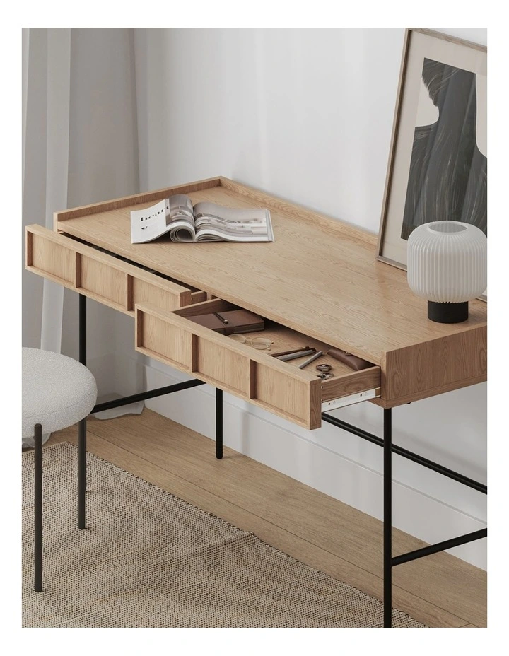 Linea 2 Drawer Desk 140cm in Natural Oak image 3