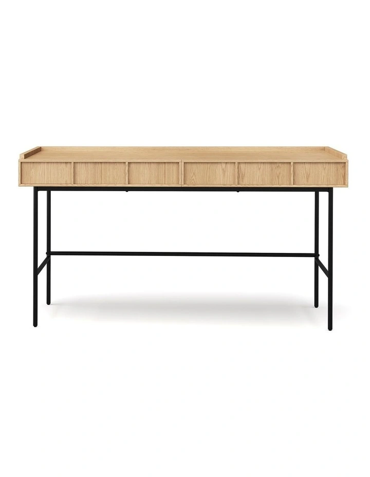 Linea 2 Drawer Desk 140cm in Natural Oak image 4