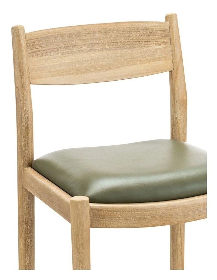 Calum Leather High Back Counter Barstool In Olive Green image 5
