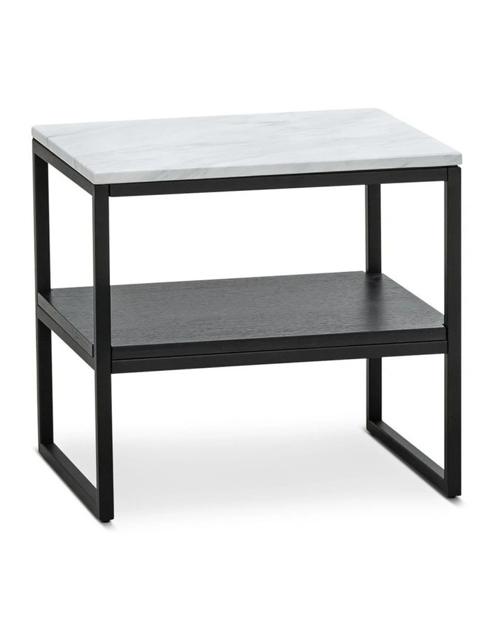 Ebonie White Marble Square Side Table In Black image 4