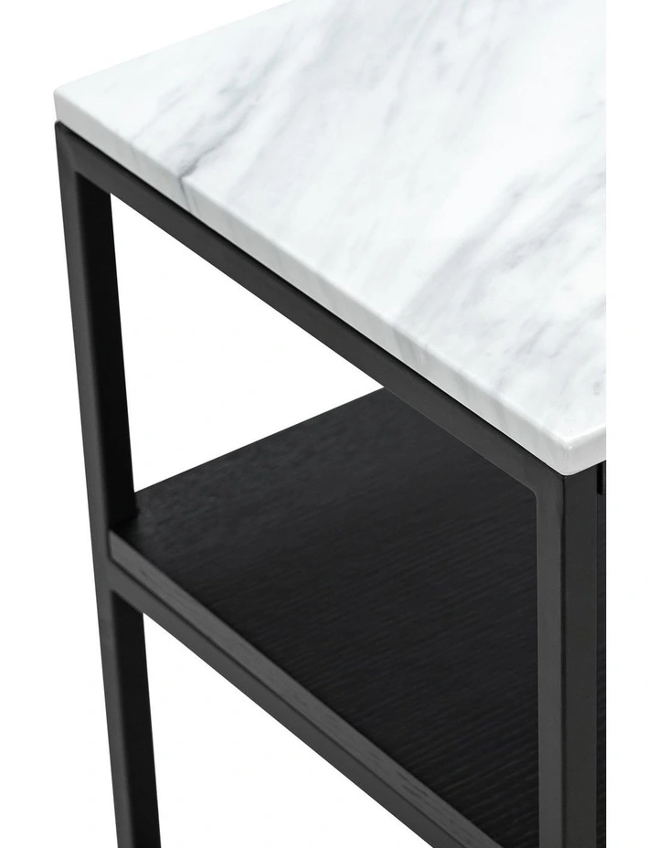 Ebonie White Marble Square Side Table In Black image 6