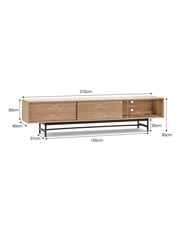 Arae Oak Tv Entertainment Unit 210cm in Multi image 7