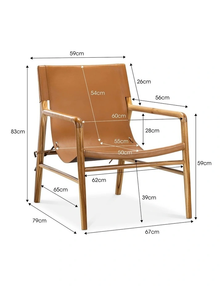 Norah Leather Sling Armchair In Coco Tan image 7