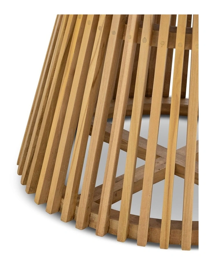 Pedie Round Slat Dining Table In Natural Teak image 6