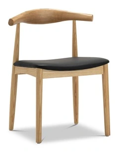 Elba Ashwood Elbow Dining Chair Set Of 2 In Natural & Black