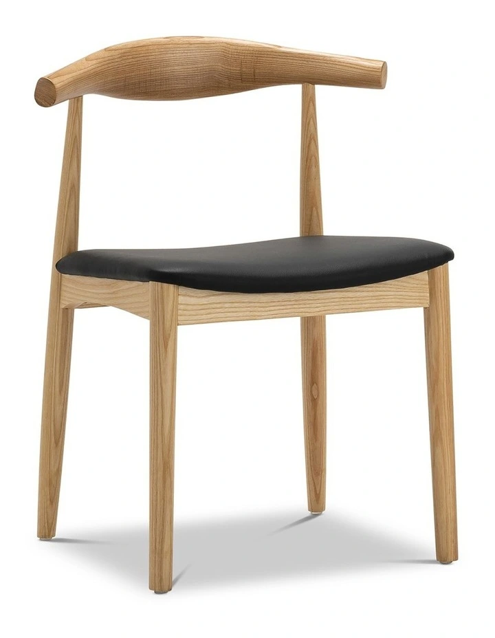 Elba Ashwood Elbow Dining Chair Set Of 2 In Natural & Black image 1