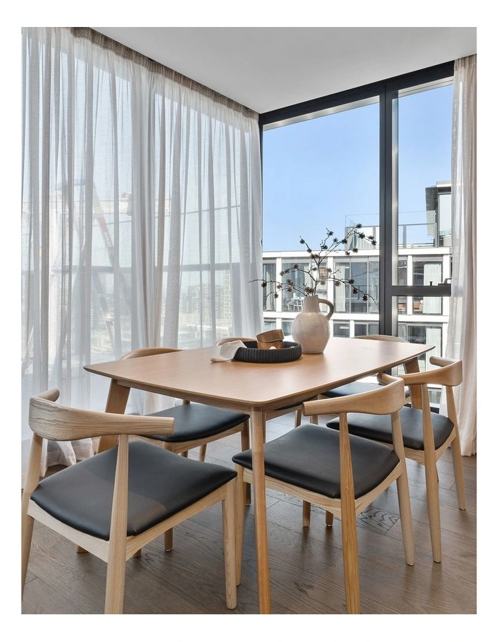 Elba Ashwood Elbow Dining Chair Set Of 2 In Natural & Black image 2