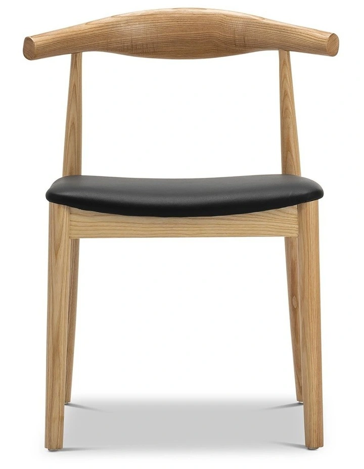 Elba Ashwood Elbow Dining Chair Set Of 2 In Natural & Black image 3
