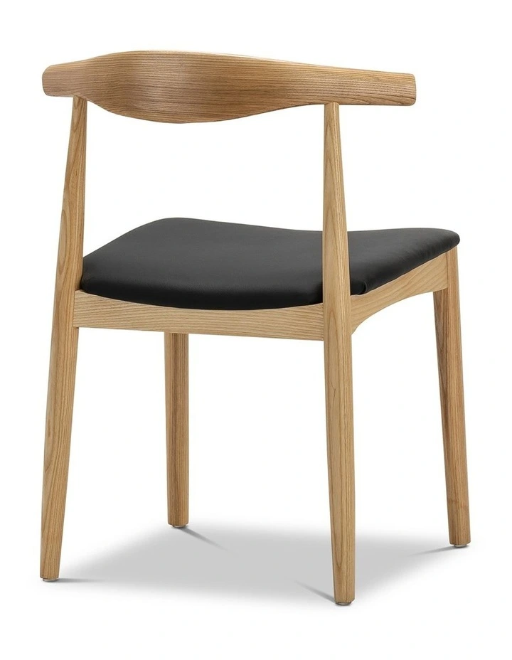Elba Ashwood Elbow Dining Chair Set Of 2 In Natural & Black image 4