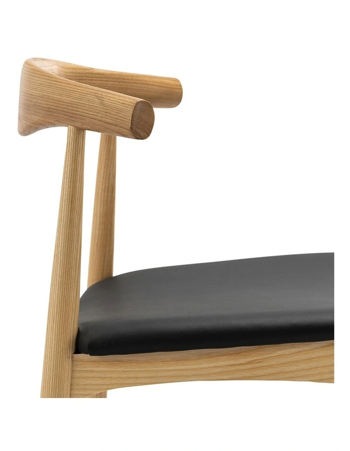 Elba Ashwood Elbow Dining Chair Set Of 2 In Natural & Black image 5