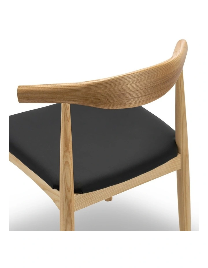 Elba Ashwood Elbow Dining Chair Set Of 2 In Natural & Black image 6