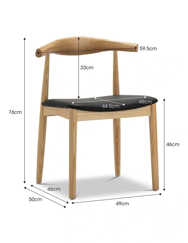 Elba Ashwood Elbow Dining Chair Set Of 2 In Natural & Black image 7