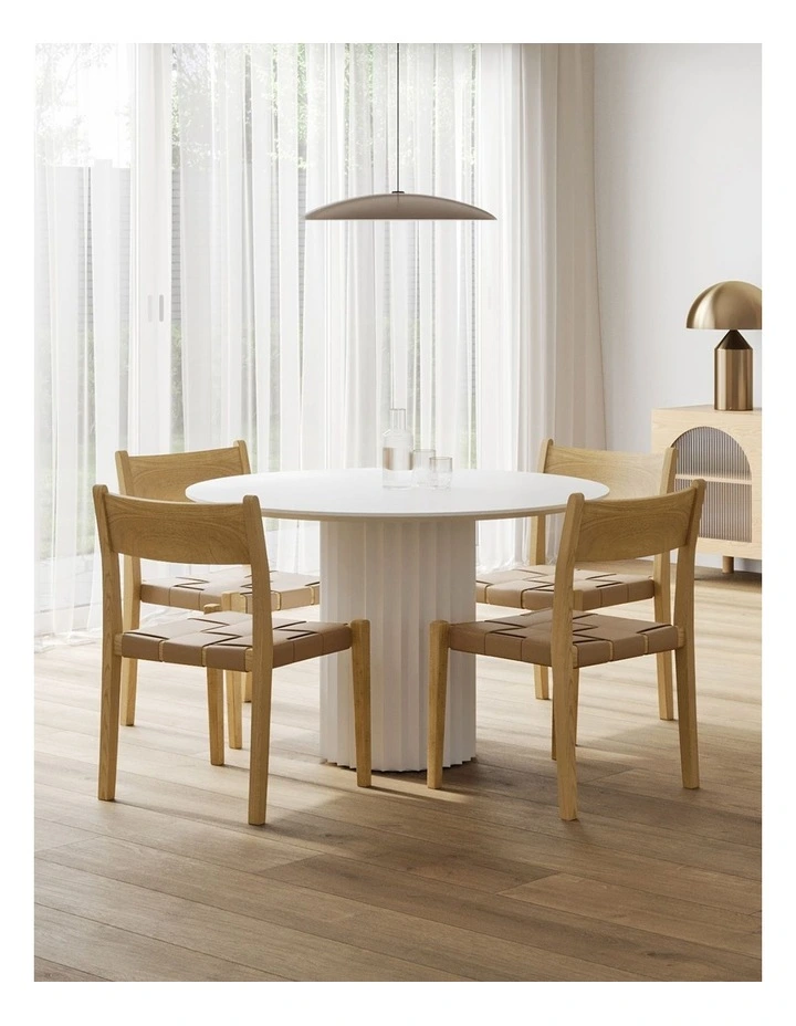 Kaei Fluted Round Dining Table 120cm In White image 2