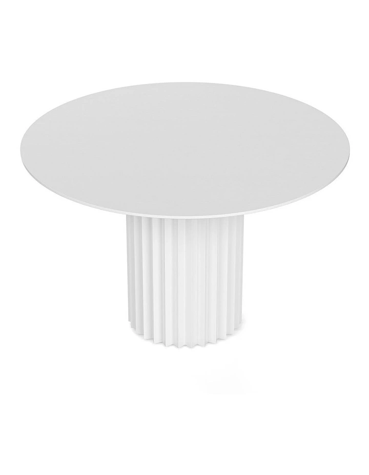 Kaei Fluted Round Dining Table 120cm In White image 4