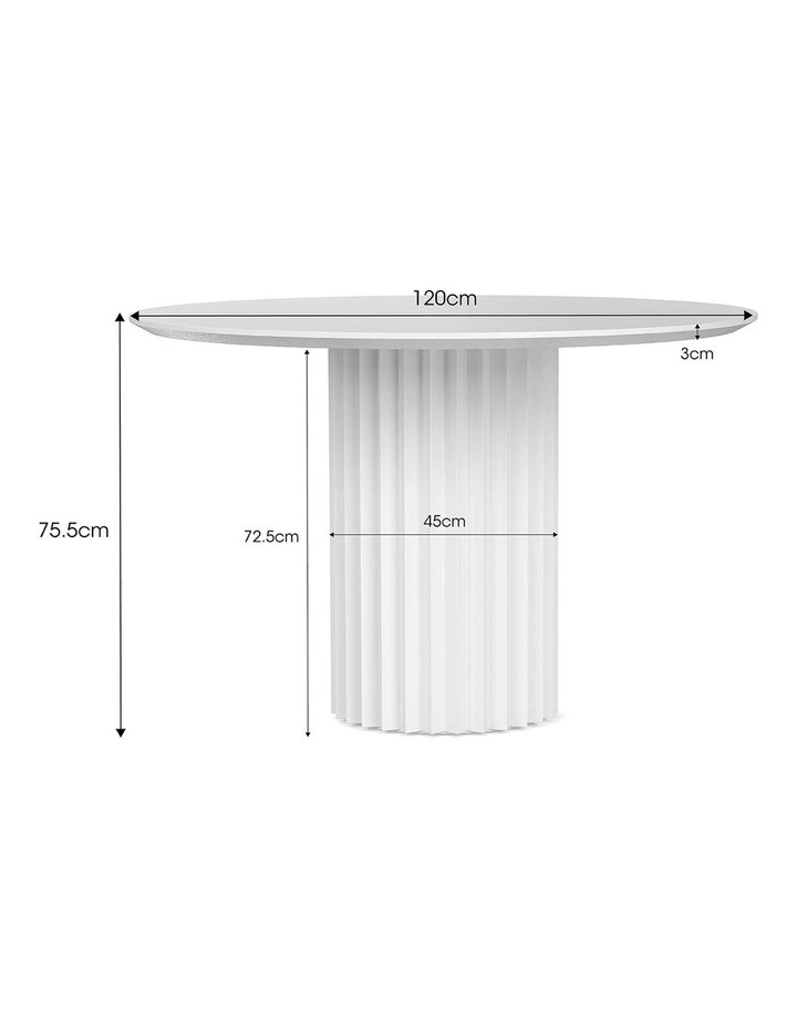Kaei Fluted Round Dining Table 120cm In White image 7