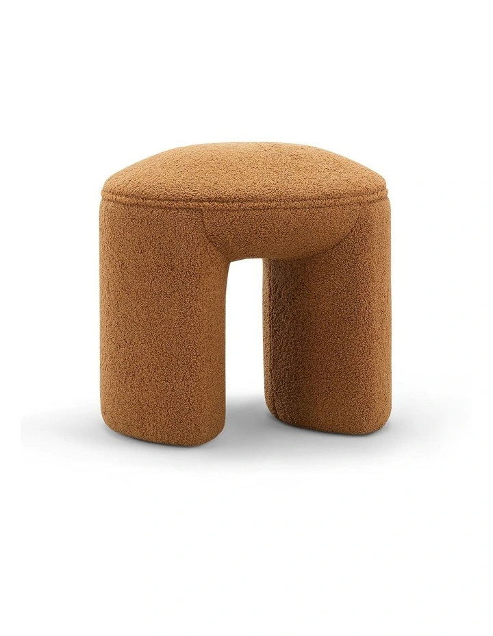Remi Round Ottoman Stool In Teddy Rust image 1
