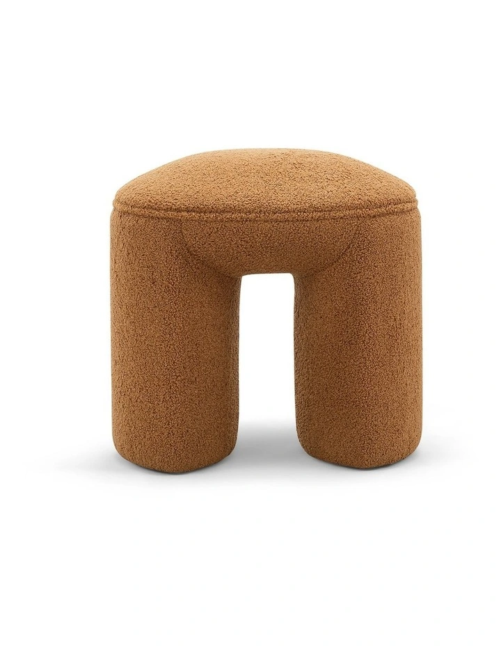 Remi Round Ottoman Stool In Teddy Rust image 2