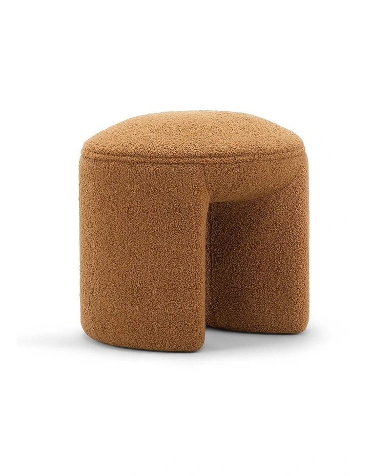 Remi Round Ottoman Stool In Teddy Rust image 3