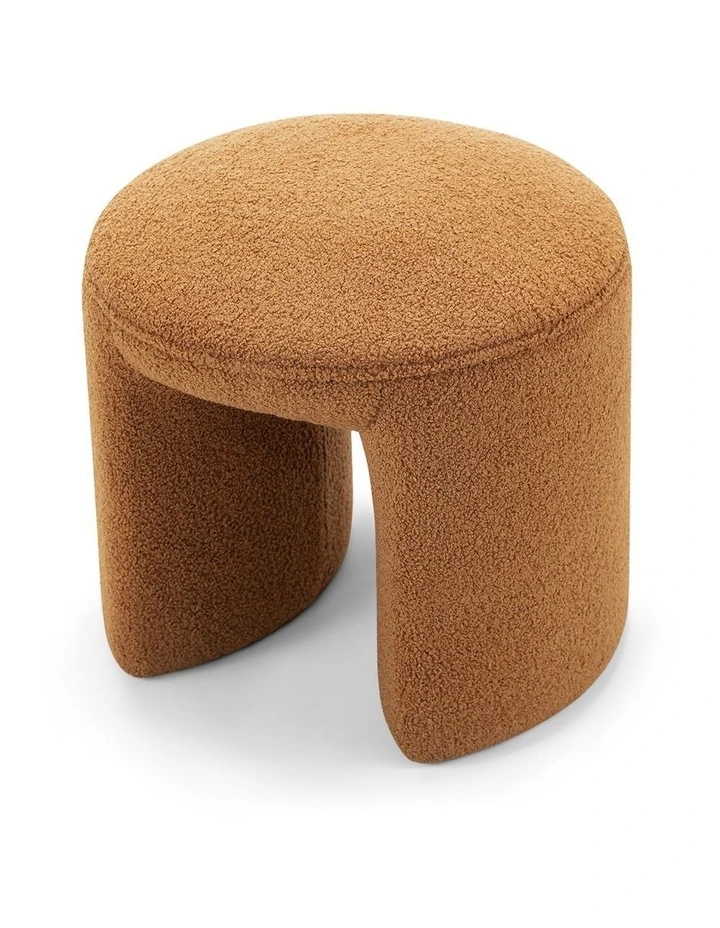 Remi Round Ottoman Stool In Teddy Rust image 6