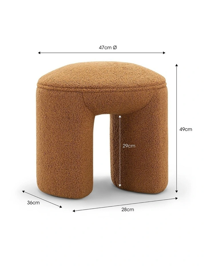 Remi Round Ottoman Stool In Teddy Rust image 7