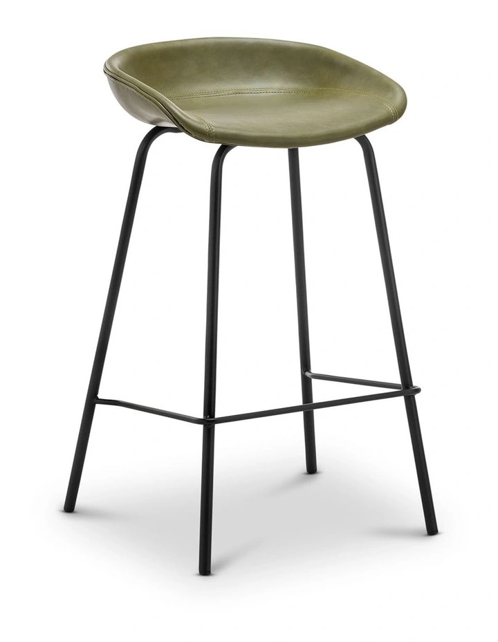 Brandon Vegan Leather Barstool Set Of 2 In Vintage Green image 1