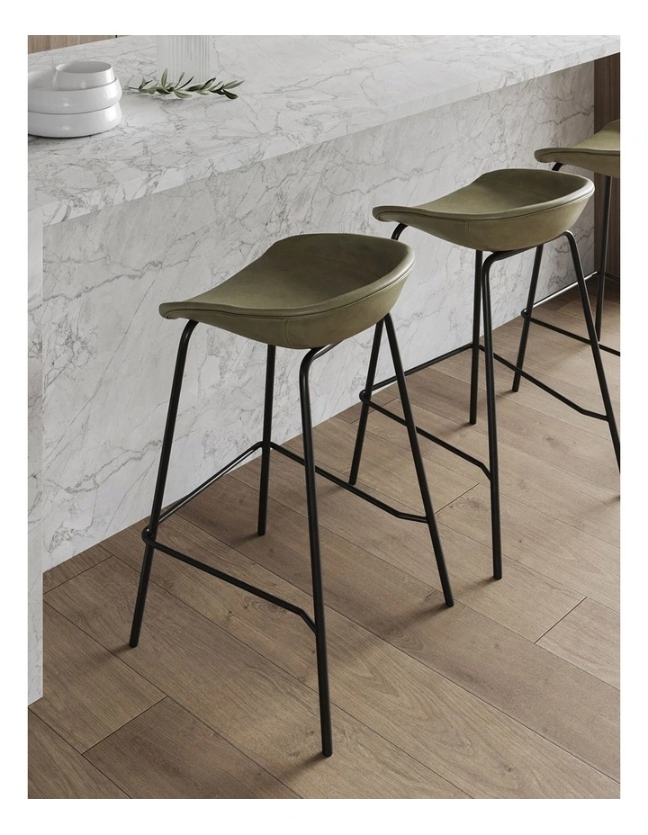 Brandon Vegan Leather Barstool Set Of 2 In Vintage Green image 2