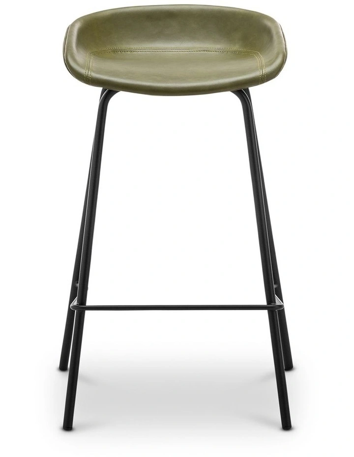 Brandon Vegan Leather Barstool Set Of 2 In Vintage Green image 3
