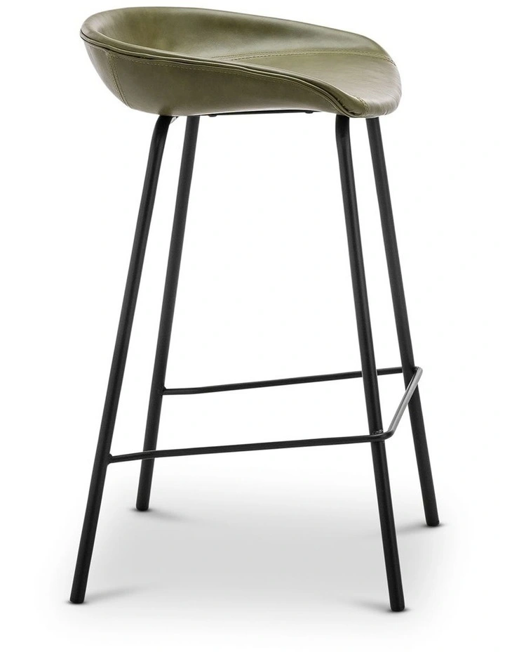 Brandon Vegan Leather Barstool Set Of 2 In Vintage Green image 4