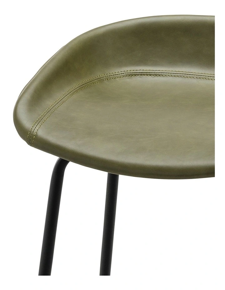 Brandon Vegan Leather Barstool Set Of 2 In Vintage Green image 5
