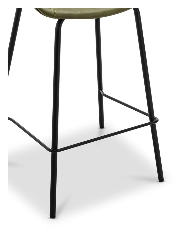 Brandon Vegan Leather Barstool Set Of 2 In Vintage Green image 6