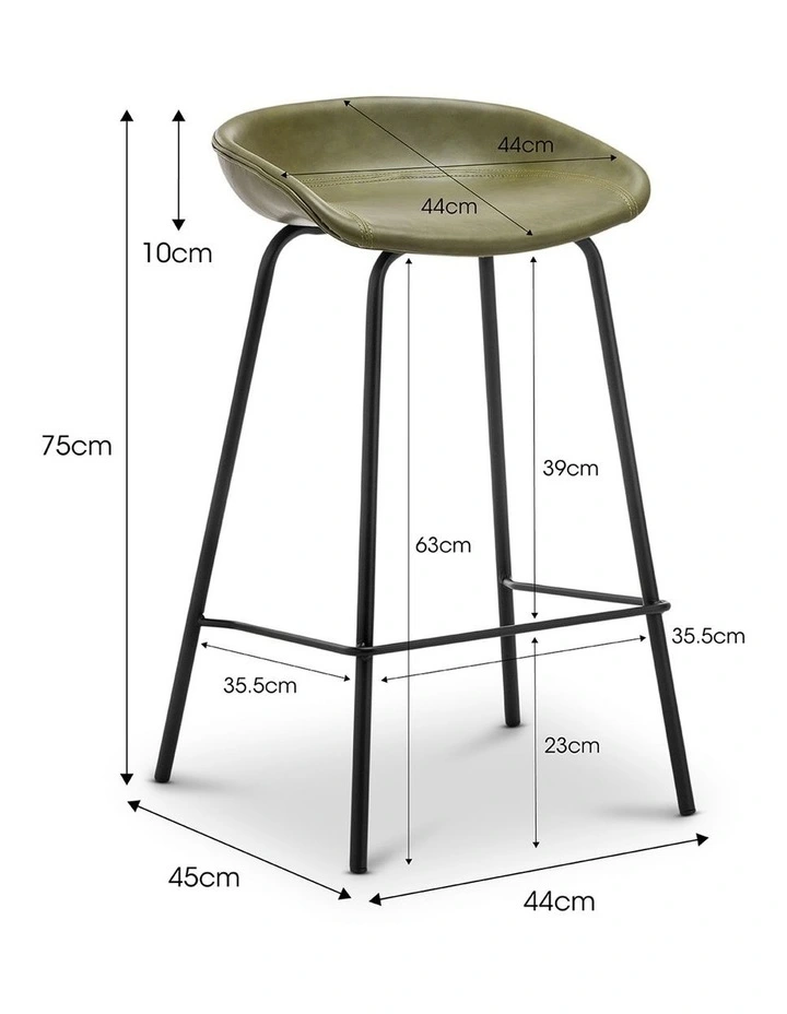 Brandon Vegan Leather Barstool Set Of 2 In Vintage Green image 7