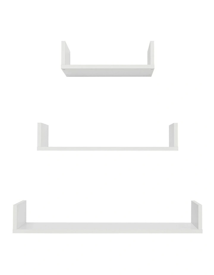 3pc Oslo Three Piece Shelf Set White 40-60-80x25cm image 1