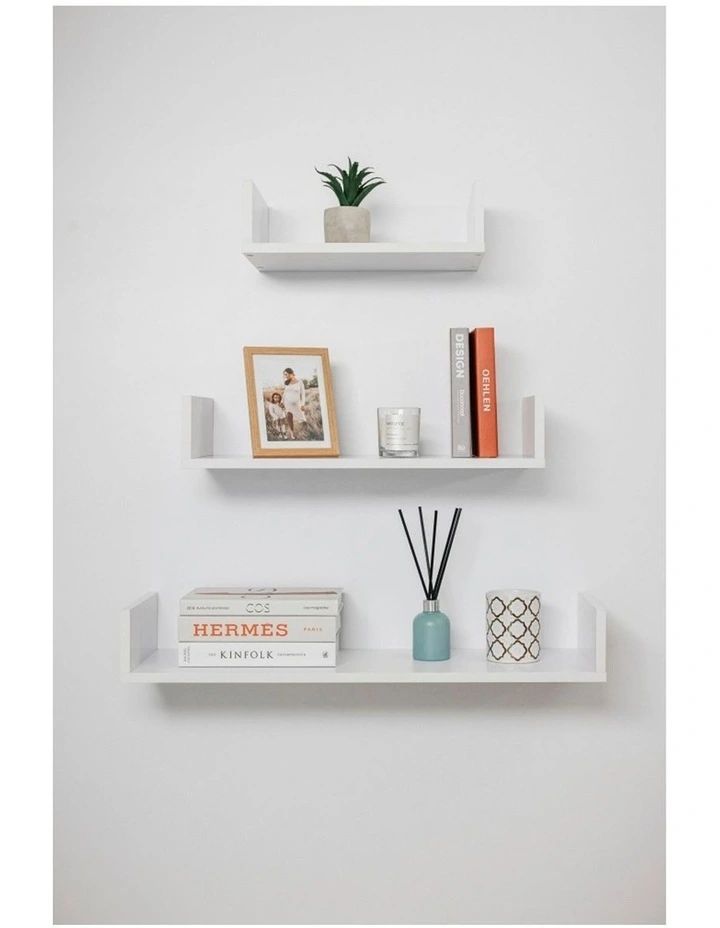 3pc Oslo Three Piece Shelf Set White 40-60-80x25cm image 2