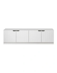 Bucharest White Vj Panel Tv Unit Black Pull Handle