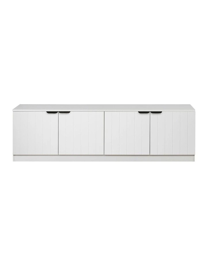 Bucharest White Vj Panel Tv Unit Black Pull Handle image 1
