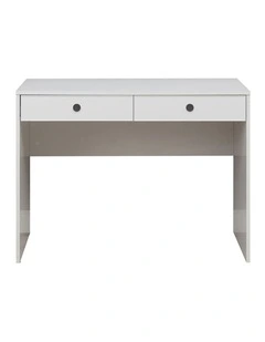 Odessa White Slim Front Furniture Desk Black Round Handle
