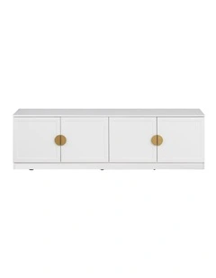 Bucharest White Hamptons Panel Tv Unit Brass Half Moon Handle