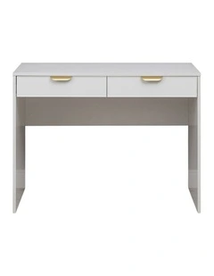 Odessa White Slim Front Furniture Desk Brass Pull Handle