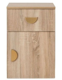 Porto Natural Oak Slim Bedside Table Brass Half Moon Handle