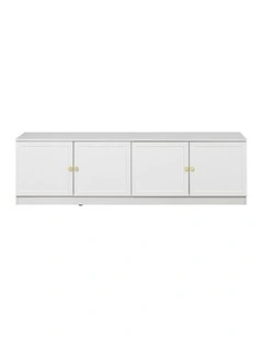 Bucharest White Hamptons Panel Tv Unit Brass Round Handle