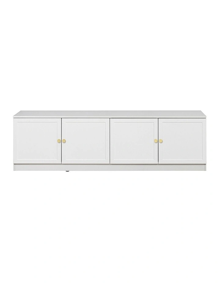 Bucharest White Hamptons Panel Tv Unit Brass Round Handle image 1