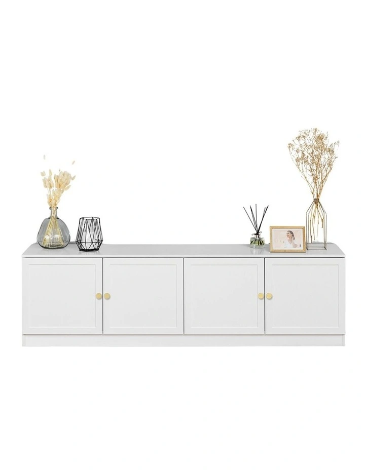 Bucharest White Hamptons Panel Tv Unit Brass Round Handle image 2