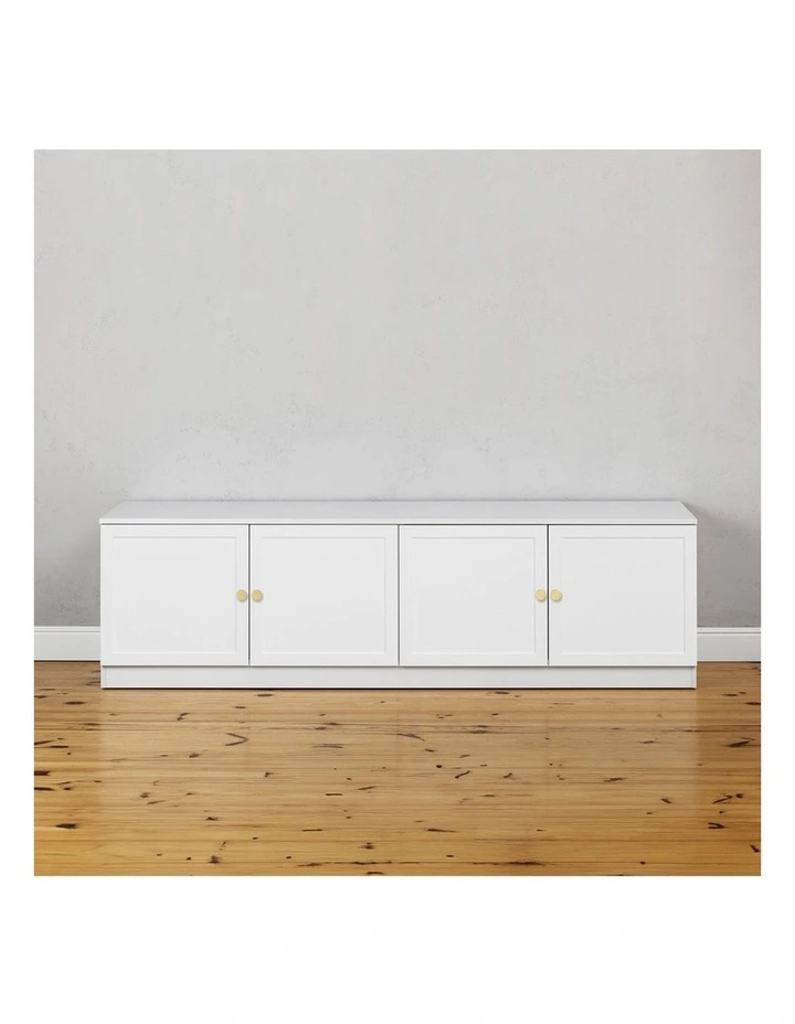 Bucharest White Hamptons Panel Tv Unit Brass Round Handle image 3