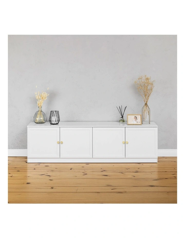 Bucharest White Hamptons Panel Tv Unit Brass Round Handle image 4
