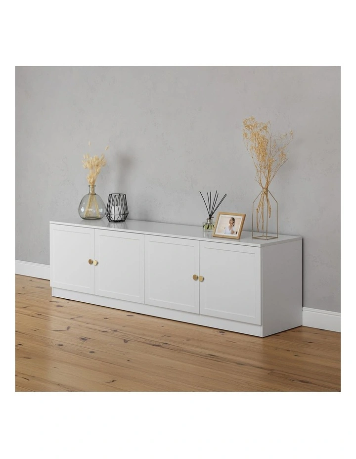 Bucharest White Hamptons Panel Tv Unit Brass Round Handle image 5