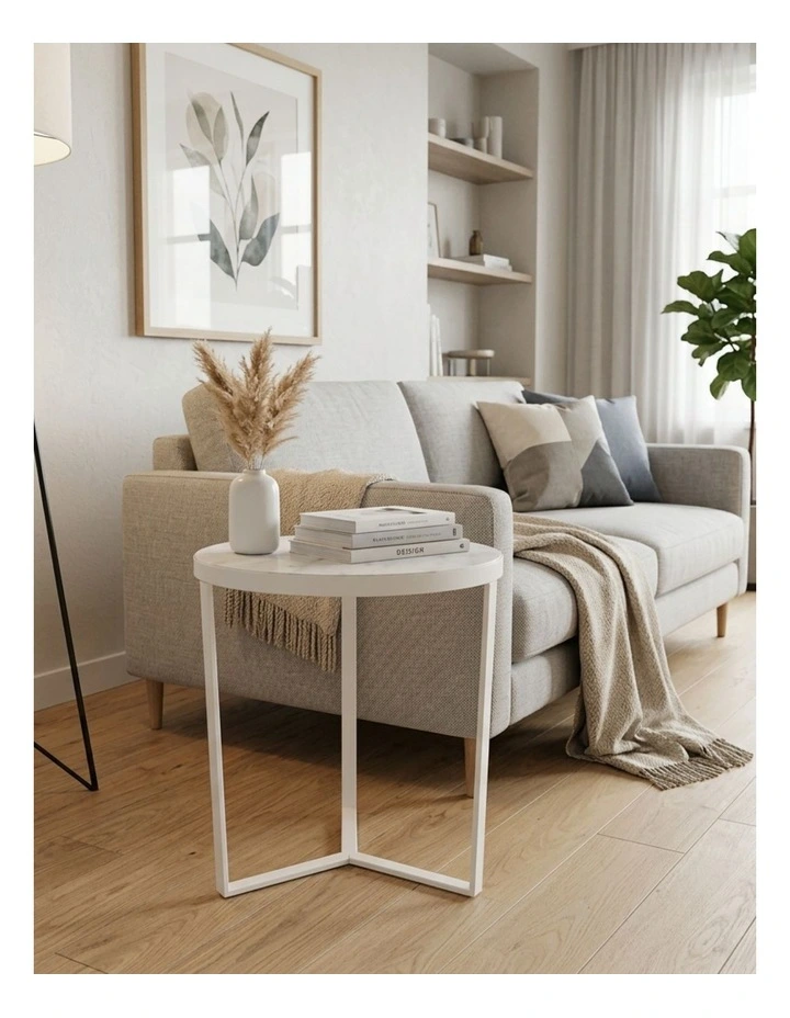 Lume Decorative Furniture Side Table White/White Marble 60x50x50cm image 3